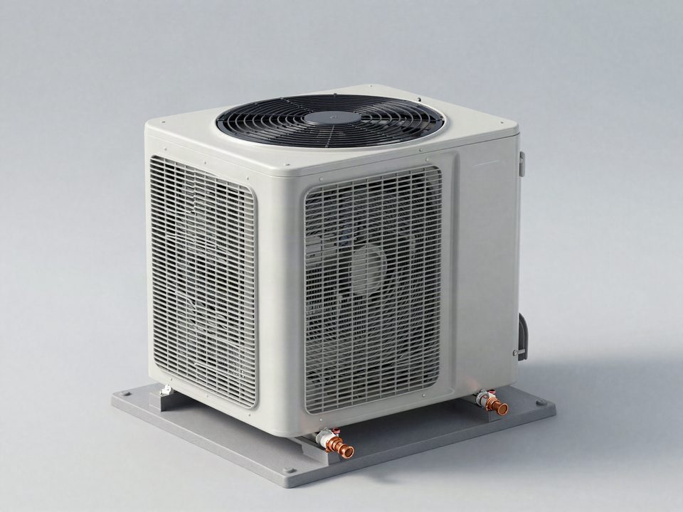 Illustration of a central air conditioner outdoor unit (not a specific brand or model)